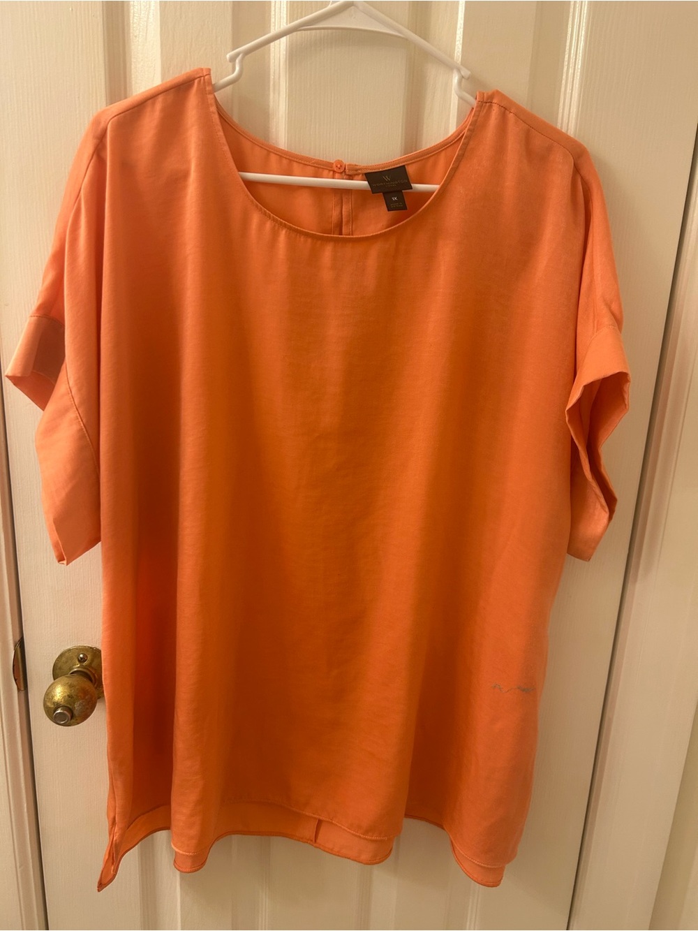 Worthington Short Sleeve Scoop Neck Top in Orange